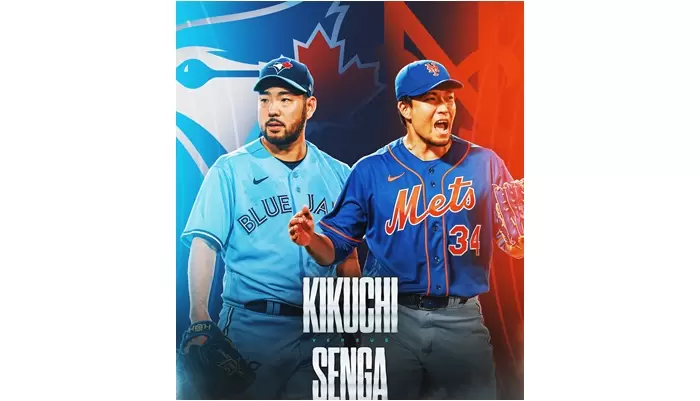 日籍投手菊池雄星(左)、千賀滉大對決。摘自MLB推特