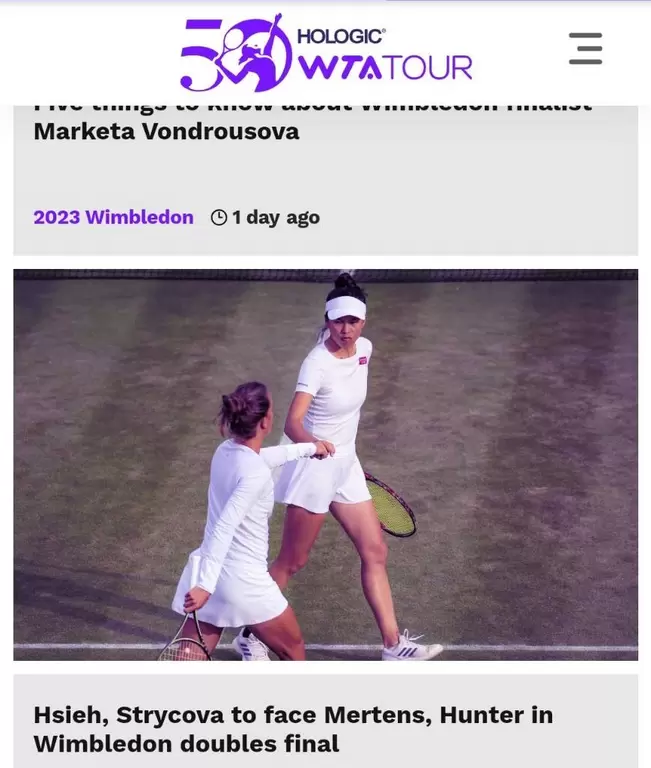 謝淑薇再度躍上WTA官網。摘自WTA官網