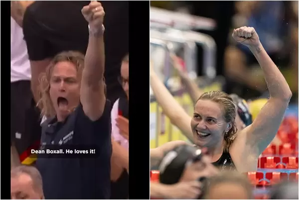 蒂特姆斯重新奪回世界紀錄，她的瘋狂教練再度抓狂。合成照片