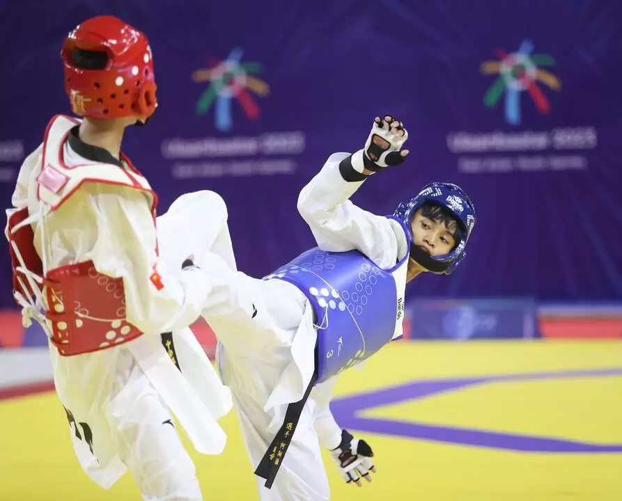 柯翔瀚選手獲東亞青運跆拳逆男子63公斤以下級金牌。體育署提供