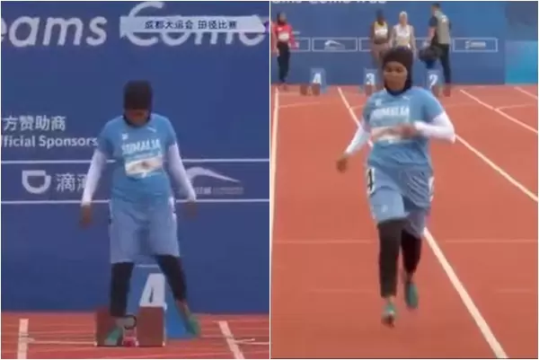索馬利亞「選手」阿布巴卡爾阿里(Nasra Abubakar Ali)竟然跑出誇張的21秒81。合成照片
