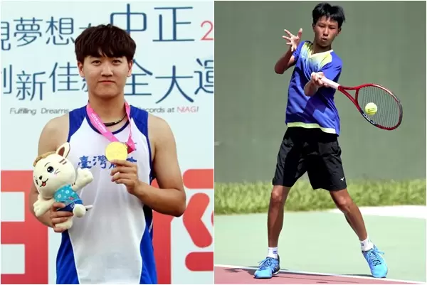 許德宥(右)跟哥哥也是撐竿跳高好手許德敬開始學習打網球。合成照片