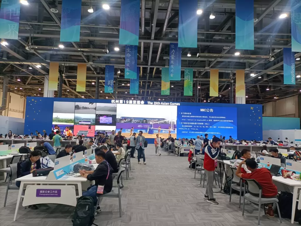 杭州亞運主新聞中心已經有九成滿。詹健全攝