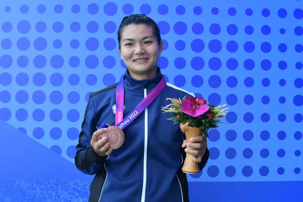 劉雅婷選手以本人近五年最佳成績勇奪亞帕運女子標槍f1213級銅牌。中華帕總提供