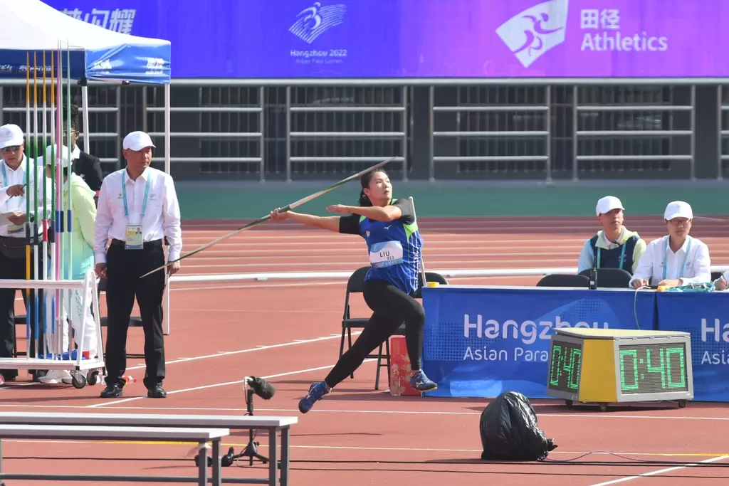 劉雅婷選手以本人近五年最佳成績勇奪亞帕運女子標槍f1213級銅牌。官方提供