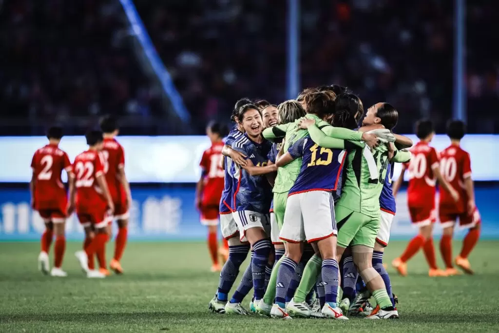 杭州亞運女足金牌戰，日本擊敗北韓拿下金牌。（圖：彭善豪攝）