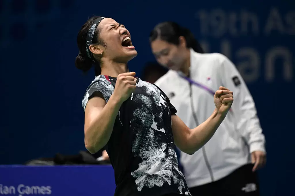 安洗瑩復仇為南韓打下暌違29年女單亞運金牌。法新社