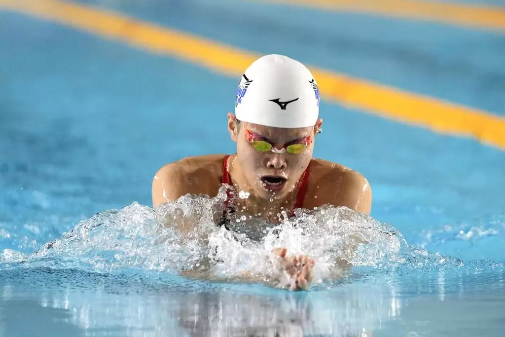林姵彣新目標要挑戰巴黎奧運100蛙參賽資格。中華泳協提供