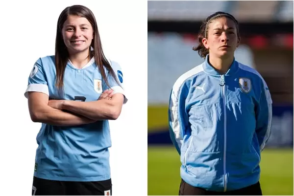 台灣女足首見烏拉圭籍球員Lorena Graña(右)及Stefany Suárez。合成照片