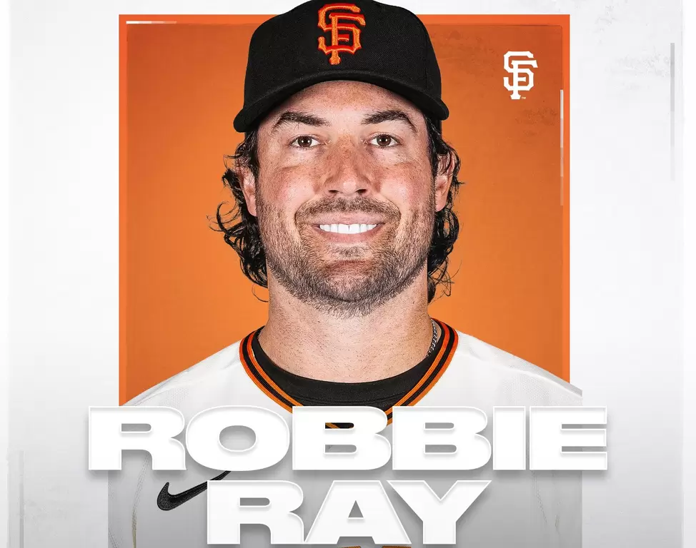 舊金山巨人換來2021年美聯賽揚獎強投瑞伊（Robbie Ray）。摘自巨人推特
