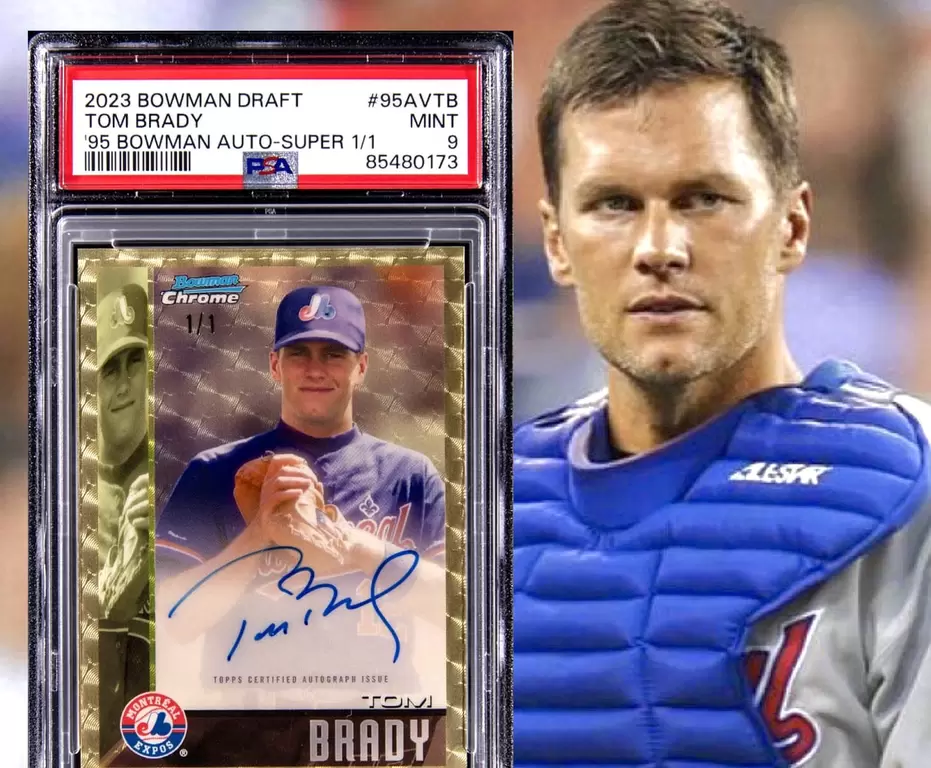 傳奇四分衛布雷迪（Tom Brady）的職棒球員卡。摘自推特