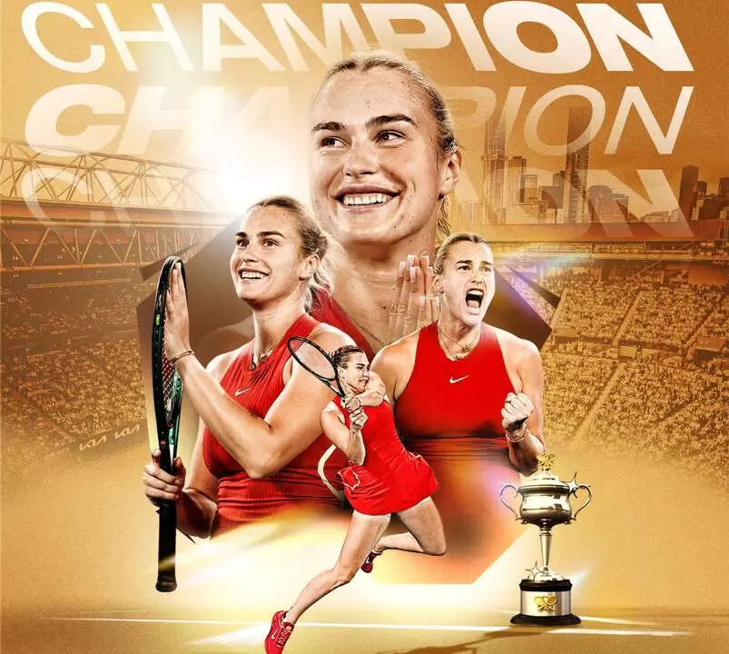莎芭蓮卡成功衛冕澳網冠軍。摘自澳網推特