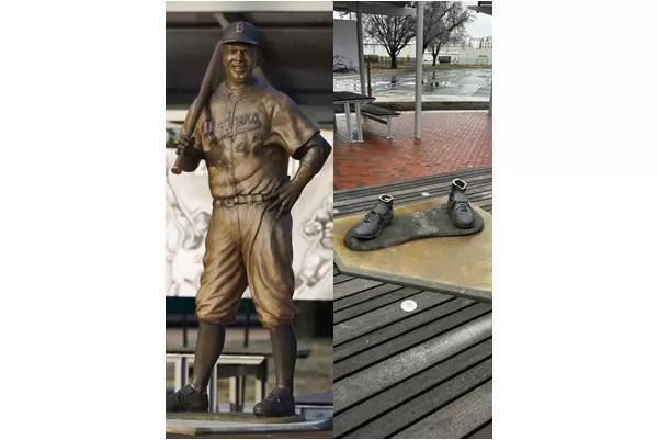 黑人先驅棒球選手羅賓森（Jackie Robinson）的雕像竟失竊。摘自推特