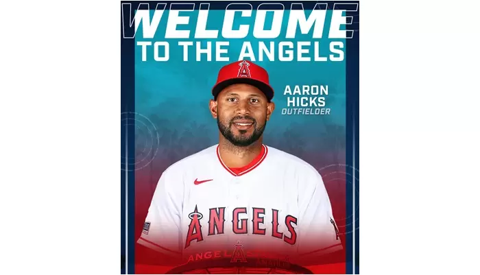 洛杉磯天使簽下外野手希克斯（Aaron Hicks）。摘自天使推特
