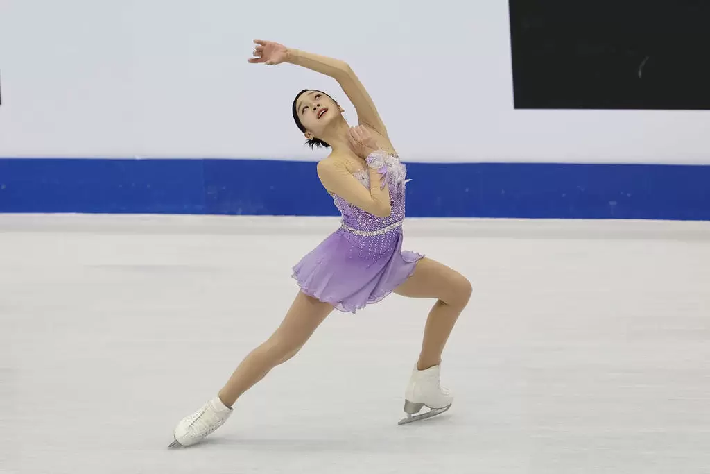 南韓申智雅以個人最佳成績在短曲暫時領先。中華滑冰協會提供