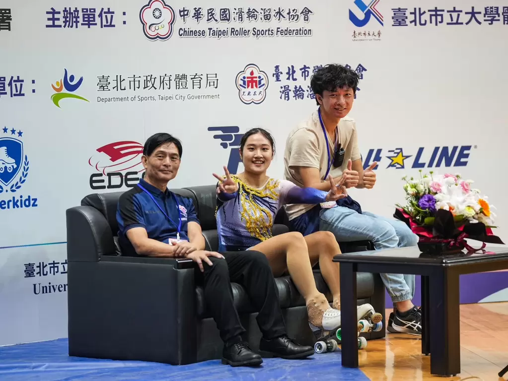 亞運金牌洪筱晴開心首度在台灣參加國際賽。中華民國滑輪溜冰協會提供
