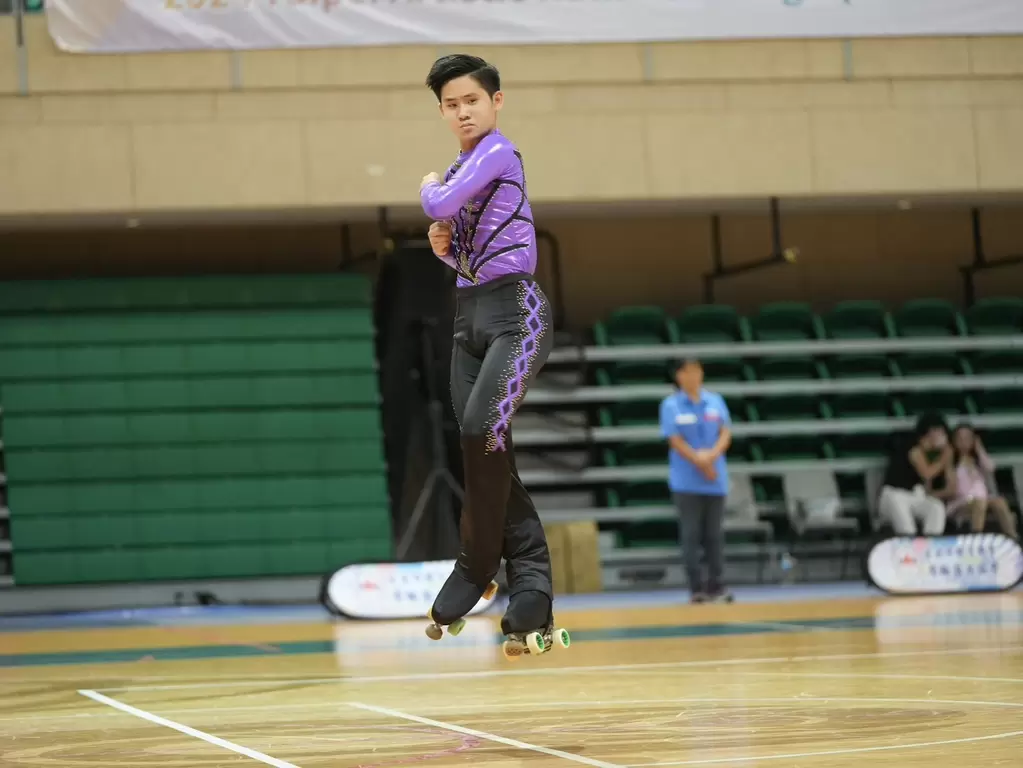 台南小將任子元堅持酷酷的風格。中華民國滑輪溜冰協會提供