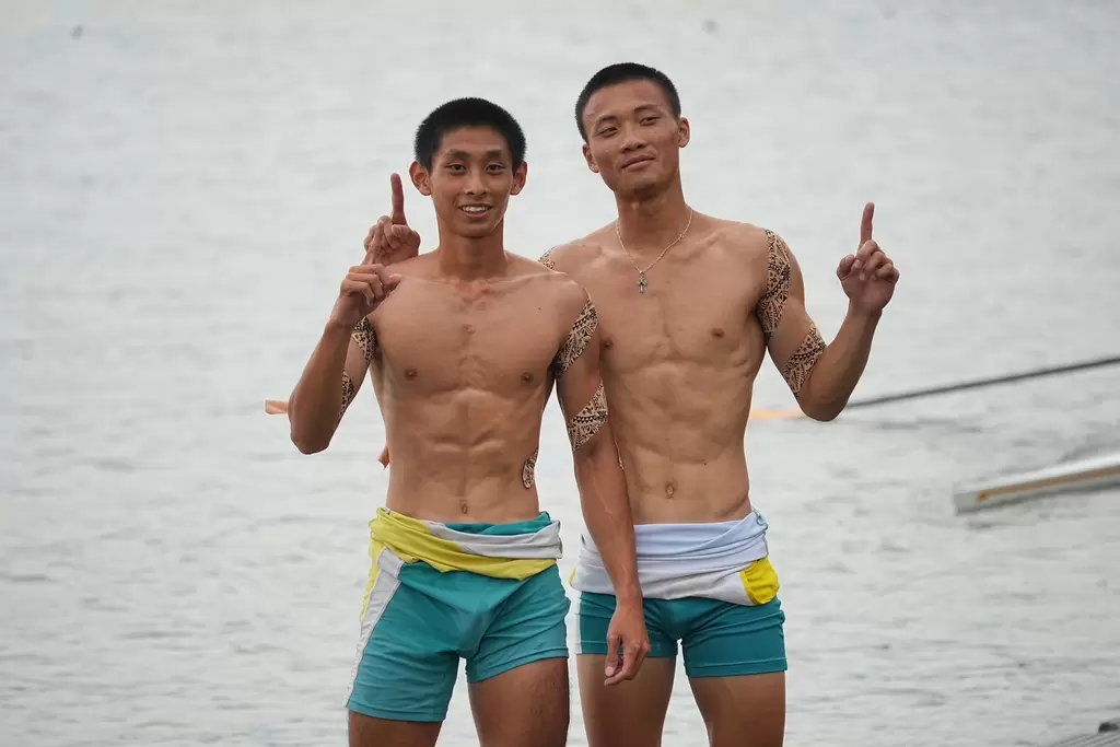 水里商工劉亮坤(左)／白子韋都拿下3金。全中運提供