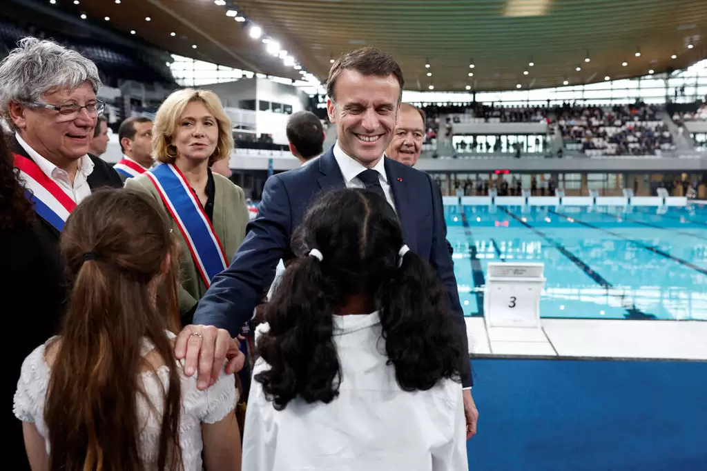 法國總統馬克宏親自參與新水上中心的開幕典禮。法新社