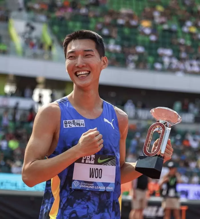 屢破逆境再重新站起 韓國跳高選手禹相赫勇奪2023鑽石聯賽總決賽冠軍。田徑協會提供