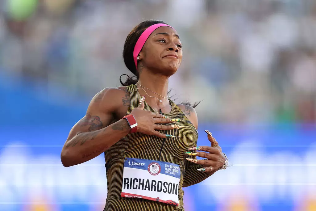 莎卡里(Sha'Carri Richardson)也是巴黎奧運女子100公尺金牌大熱門。法新社