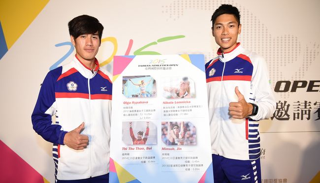 花體飛毛腿楊俊瀚(左)、400公尺跨欄一哥陳傑(右)將於5月15、16日在台北田徑場迎戰國外菁英選手(田徑協會提供)