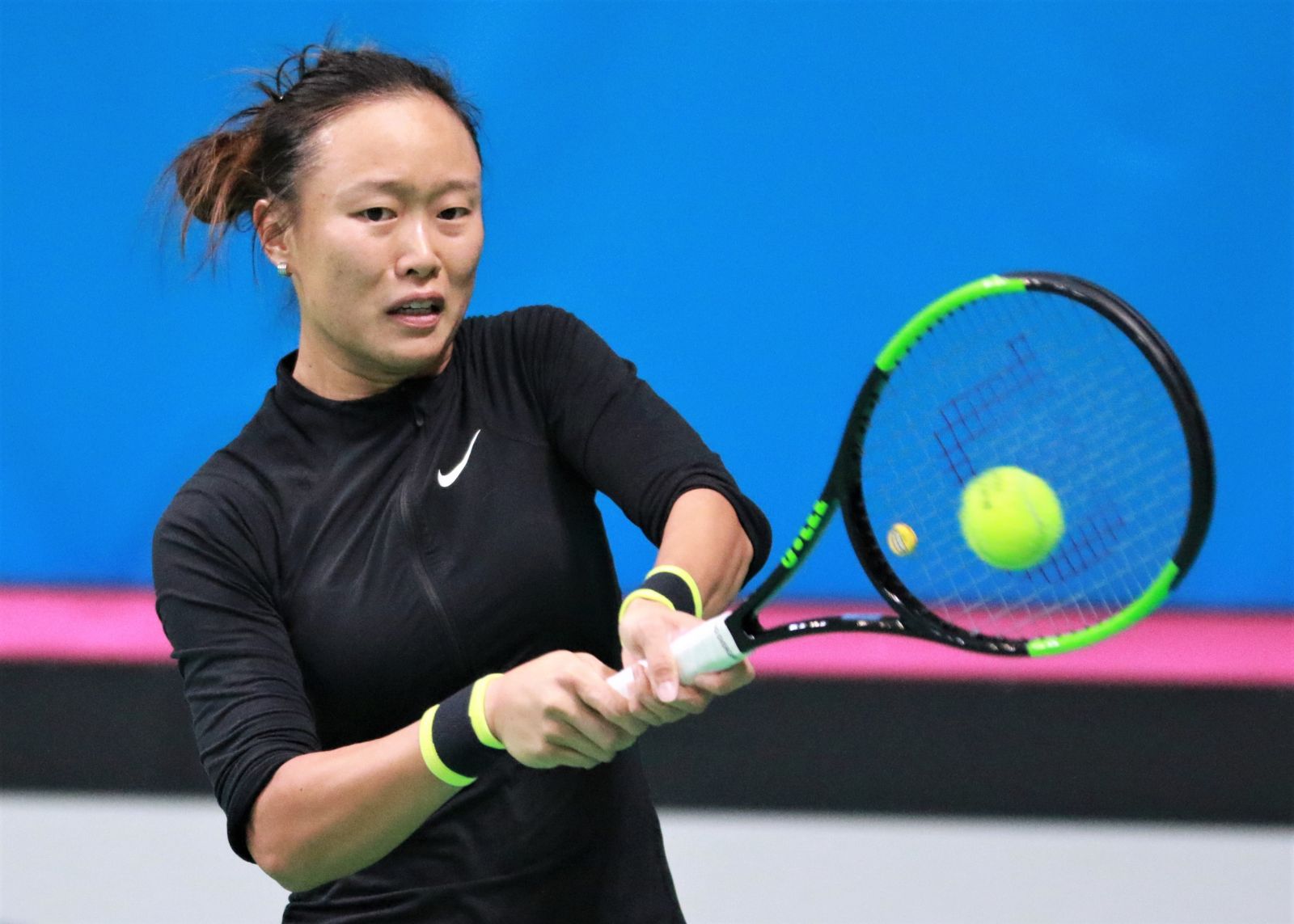 張凱貞負責第二點單打。中華民國網球協會提供