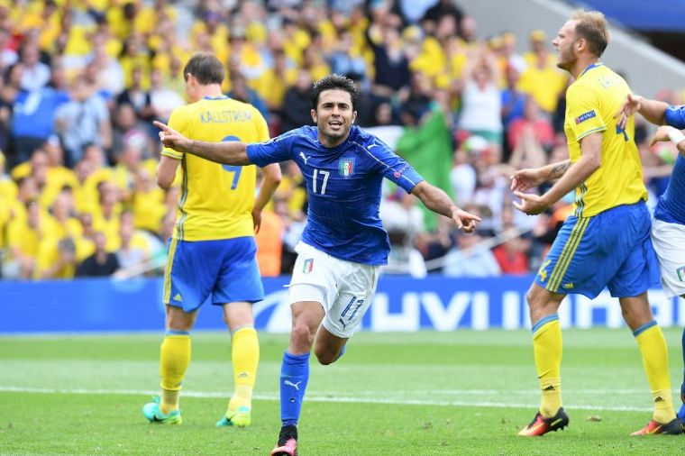 艾達進球，義大利1球險勝瑞典。(AFP)