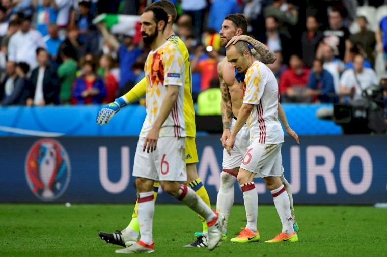 無緣締造歐洲盃三連霸，西班牙出局。(AFP)