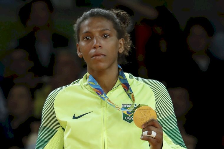 里約貧民窟成長的女孩席瓦為巴西摘下本屆奧運首金。法新社