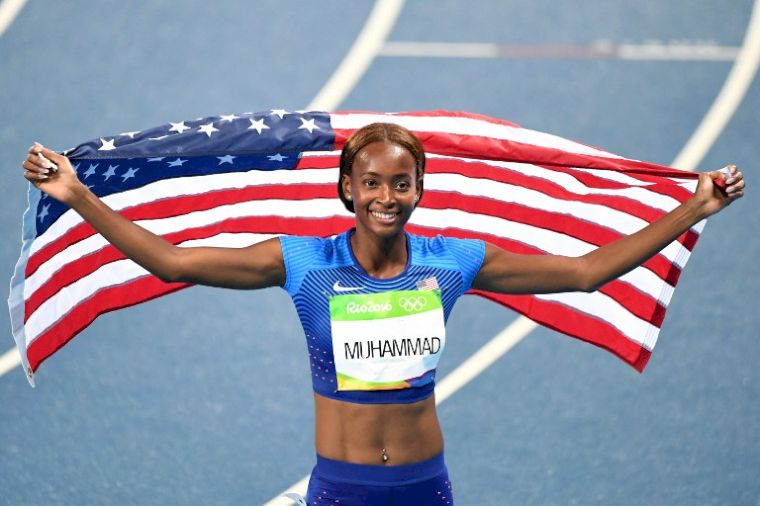 美國選手在田徑場上表現亮麗，Muhammad拿下四百跨金牌。法新社