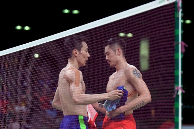 李宗偉(左)和林丹的奧運恩仇錄，今年總算由李宗偉復仇成功。法新社