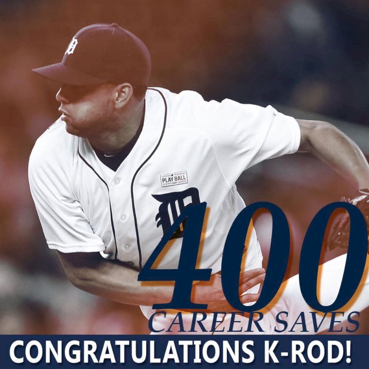 K-Rod拿下生涯第400次救援成功。（翻攝自老虎隊臉書粉絲頁）