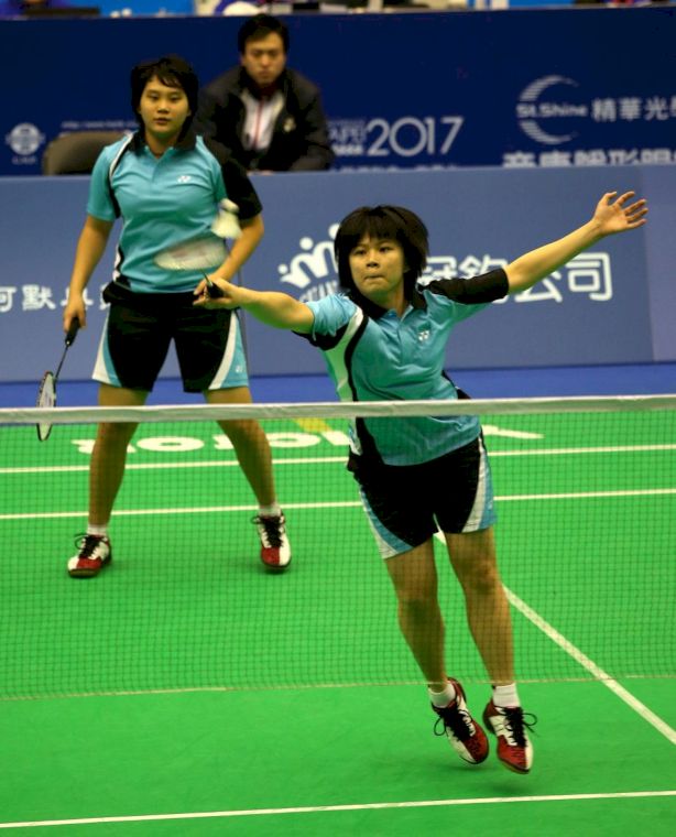 中華女雙張淨惠（右）張莘恬終闖亞青賽八強，改寫個人紀錄（李天助攝）