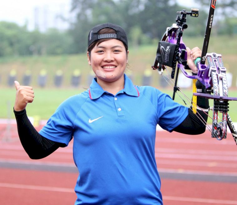 吳亭廷射下女子複合弓金牌。中華民國射箭協會提供