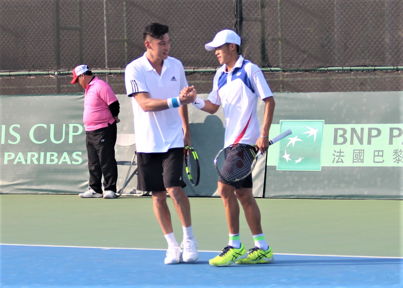 彭賢尹(左)、莊吉生去年三大子盃曾打進4強。中華民國網球協會提供